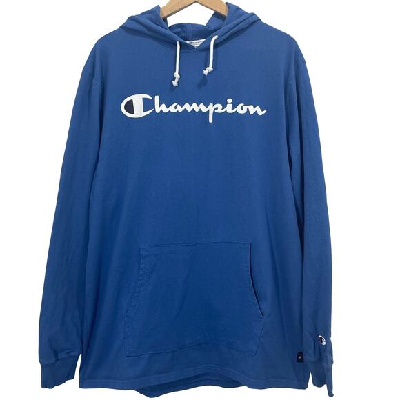 Champion Athleticwear Script Logo Royal Blue Hoodie Long Sleeve Shirt XL - Picture 1 of 6